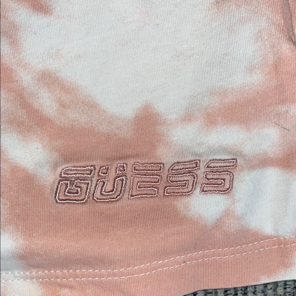 Guess Women's Pink Cropped Tie Dye Logo Graphic Tee Size Large - Picture 6 of 11
